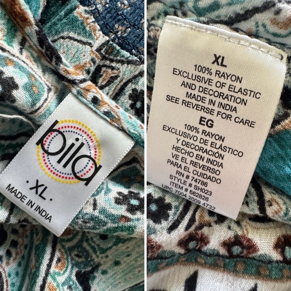 Bila Blue Paisley Fairycore Asymmetrical Cottage Sleeveless Summer Dress Size XL - Picture 8 of 9